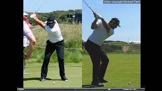 Jon Rahm golf swing  Long Iron faceon amp downtheline July 2017 [upl. by Twitt]