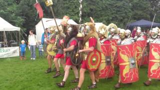 Roman Reenactment at the Amphitheatre in Caerleon Marching In [upl. by Sehguh]