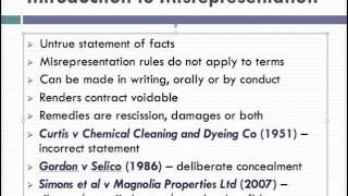 Misrepresentation Lecture 1 of 4 [upl. by Dlareg]